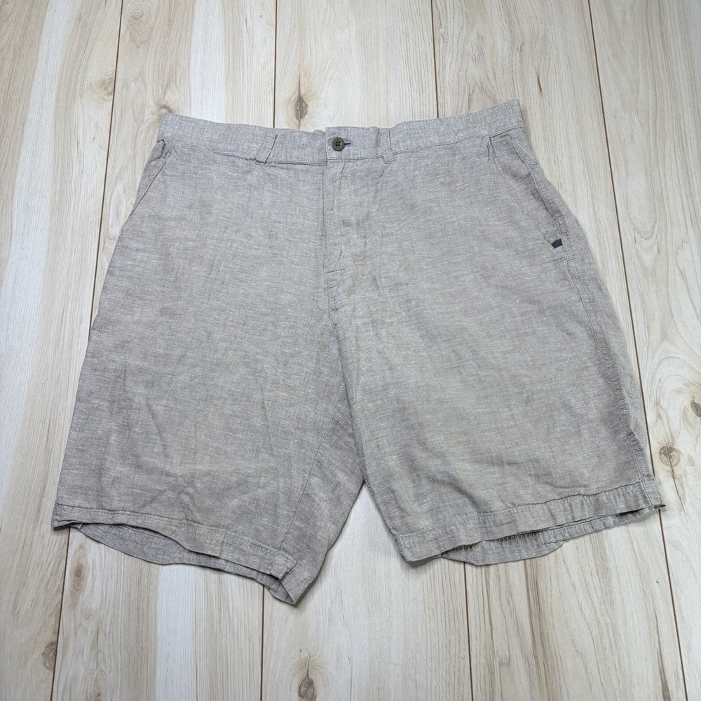 Patagonia Men Hemp Cotton Chino Shorts Heather Gray Size 35 Buttons Pockets Logo